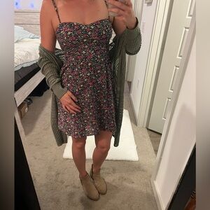 Floral Sleeveless Dress with Cardigan